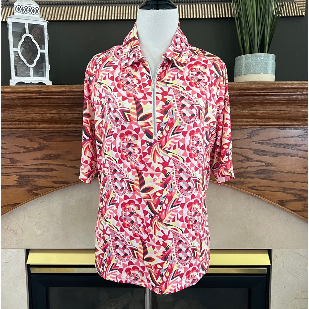GG Blue Luxe Sport Paisley Golf Polo Shirt Size: Large NWOT